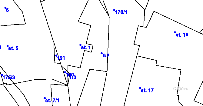 Parcela st. 1/2 v KÚ Chlístovice u Pertoltic, Katastrální mapa