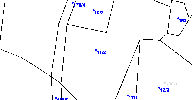 Parcela st. 11/2 v KÚ Chlístovice u Pertoltic, Katastrální mapa