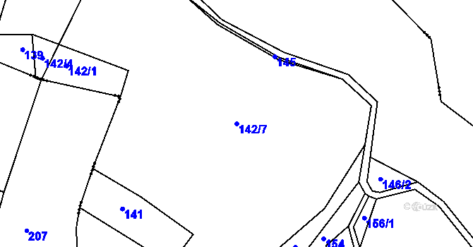 Parcela st. 142/7 v KÚ Chlístovice u Pertoltic, Katastrální mapa