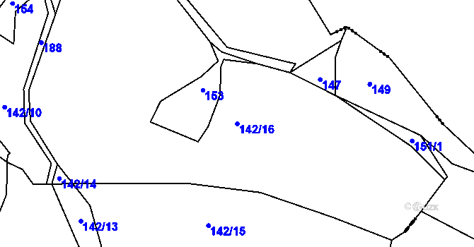 Parcela st. 142/16 v KÚ Chlístovice u Pertoltic, Katastrální mapa