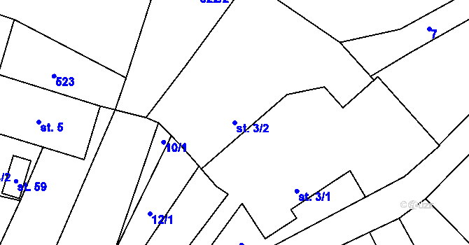 Parcela st. 3/2 v KÚ Laziště u Pertoltic, Katastrální mapa