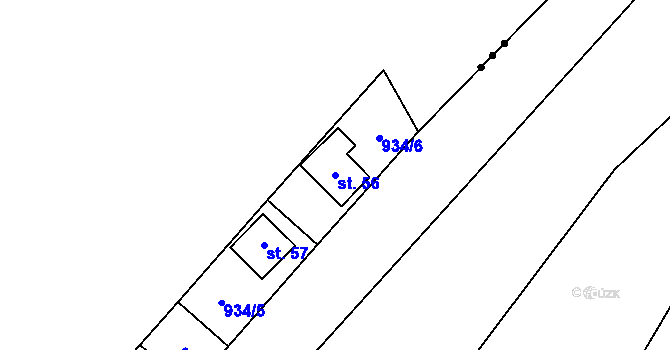 Parcela st. 56 v KÚ Laziště u Pertoltic, Katastrální mapa