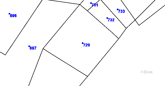Parcela st. 729 v KÚ Laziště u Pertoltic, Katastrální mapa