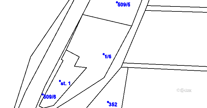 Parcela st. 1/6 v KÚ Laziště u Pertoltic, Katastrální mapa
