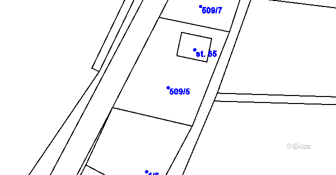 Parcela st. 509/5 v KÚ Laziště u Pertoltic, Katastrální mapa