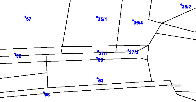 Parcela st. 37/1 v KÚ Laziště u Pertoltic, Katastrální mapa