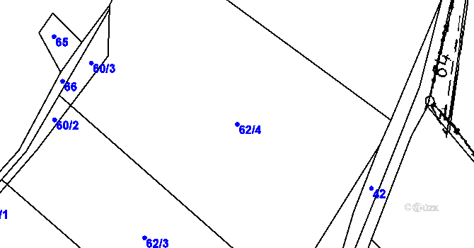 Parcela st. 62/4 v KÚ Milanovice, Katastrální mapa