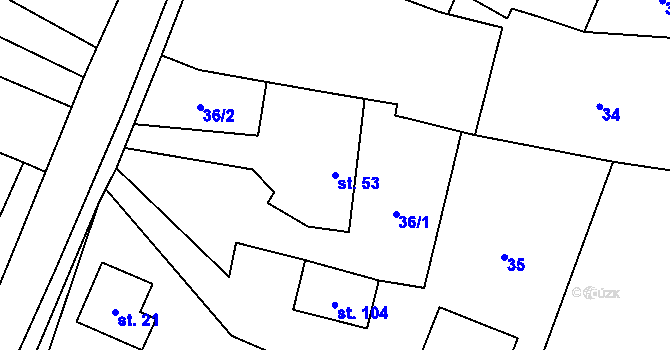 Parcela st. 53 v KÚ Pertoltice u Zruče nad Sázavou, Katastrální mapa
