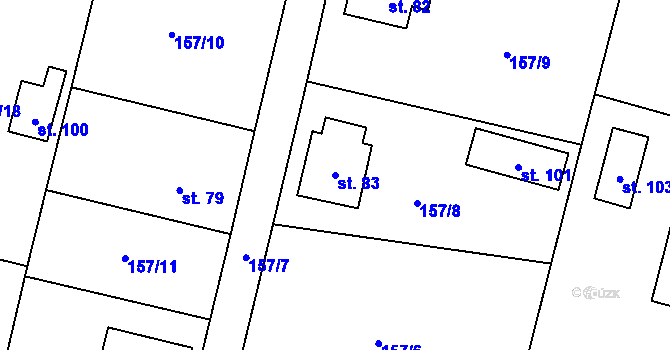 Parcela st. 83 v KÚ Pertoltice u Zruče nad Sázavou, Katastrální mapa