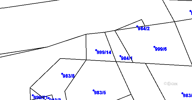 Parcela st. 999/14 v KÚ Pertoltice u Zruče nad Sázavou, Katastrální mapa