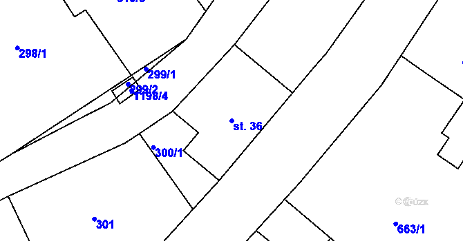 Parcela st. 36 v KÚ Dolní Pertoltice, Katastrální mapa