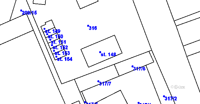 Parcela st. 148 v KÚ Dolní Pertoltice, Katastrální mapa