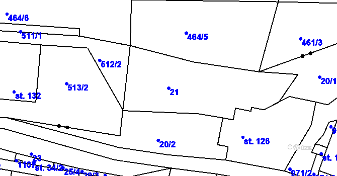 Parcela st. 21 v KÚ Horní Pertoltice, Katastrální mapa