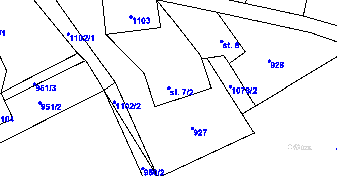 Parcela st. 7/2 v KÚ Horní Pertoltice, Katastrální mapa