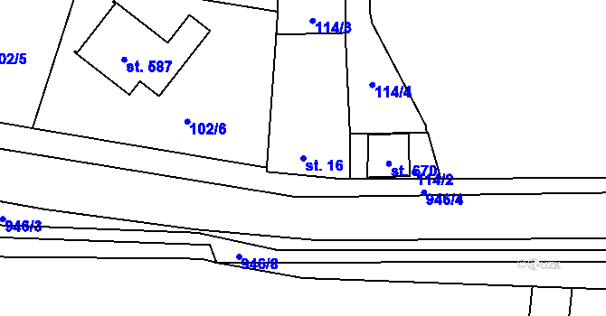 Parcela st. 16 v KÚ Peruc, Katastrální mapa