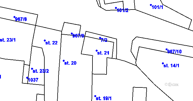 Parcela st. 21 v KÚ Peruc, Katastrální mapa
