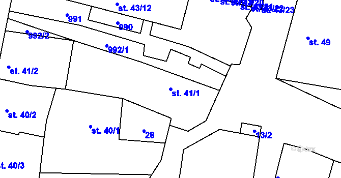 Parcela st. 41/1 v KÚ Peruc, Katastrální mapa