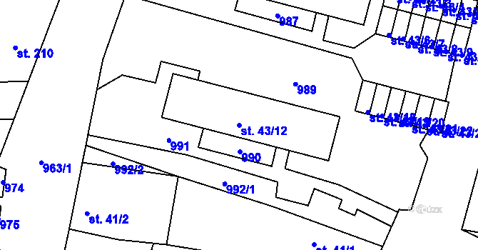 Parcela st. 43/12 v KÚ Peruc, Katastrální mapa