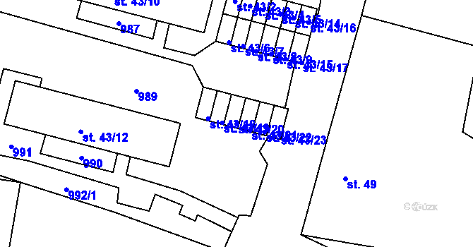 Parcela st. 43/20 v KÚ Peruc, Katastrální mapa
