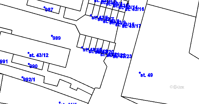 Parcela st. 43/21 v KÚ Peruc, Katastrální mapa