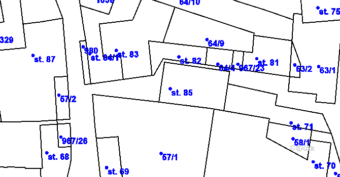 Parcela st. 85 v KÚ Peruc, Katastrální mapa