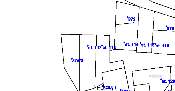 Parcela st. 112 v KÚ Peruc, Katastrální mapa