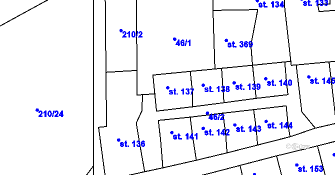 Parcela st. 137 v KÚ Peruc, Katastrální mapa