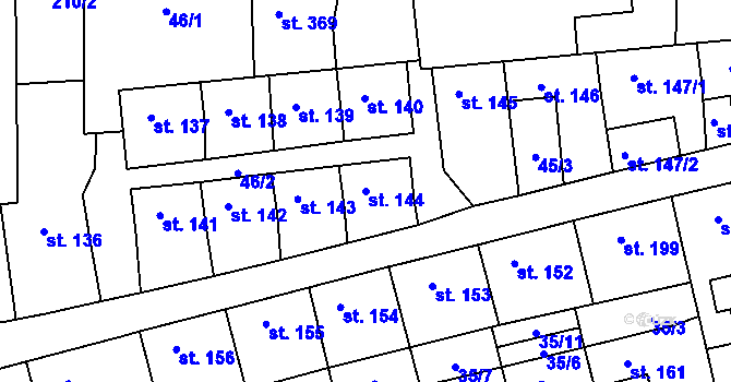Parcela st. 144 v KÚ Peruc, Katastrální mapa
