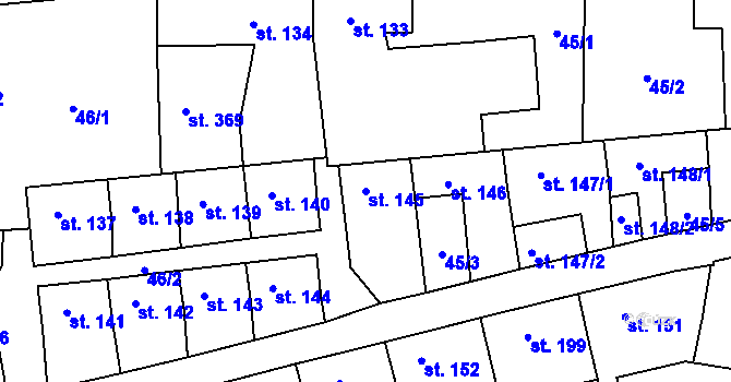Parcela st. 145 v KÚ Peruc, Katastrální mapa