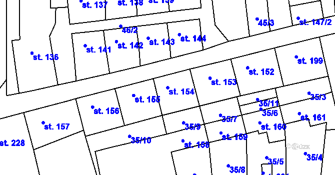 Parcela st. 154 v KÚ Peruc, Katastrální mapa
