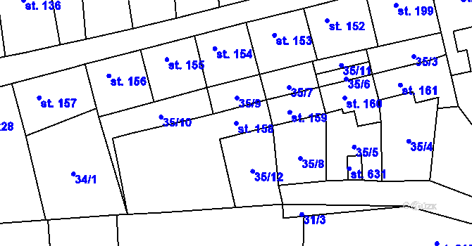 Parcela st. 158 v KÚ Peruc, Katastrální mapa