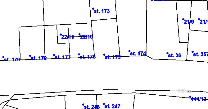 Parcela st. 175 v KÚ Peruc, Katastrální mapa