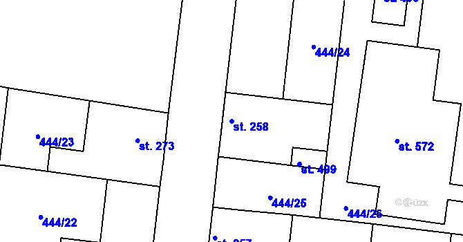 Parcela st. 258 v KÚ Peruc, Katastrální mapa