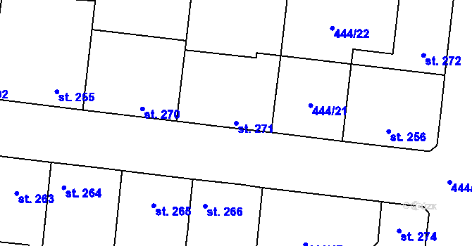 Parcela st. 271 v KÚ Peruc, Katastrální mapa