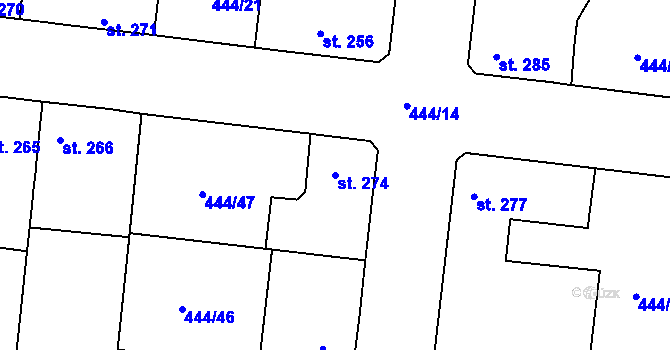 Parcela st. 274 v KÚ Peruc, Katastrální mapa