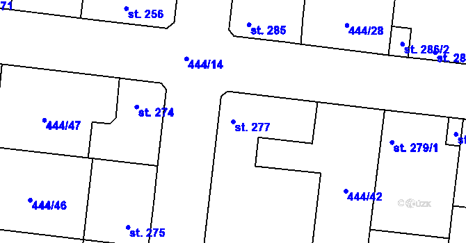 Parcela st. 277 v KÚ Peruc, Katastrální mapa