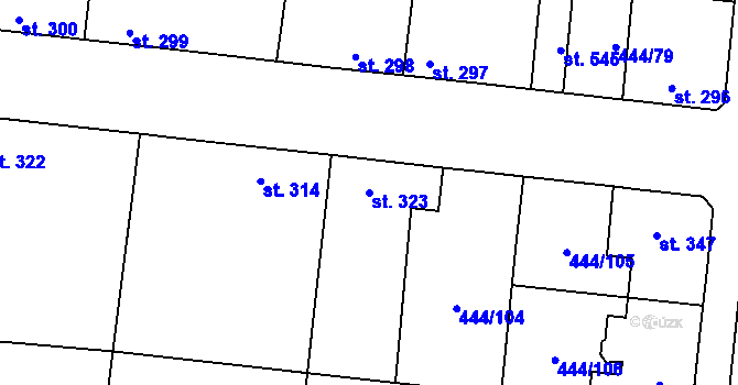 Parcela st. 323 v KÚ Peruc, Katastrální mapa