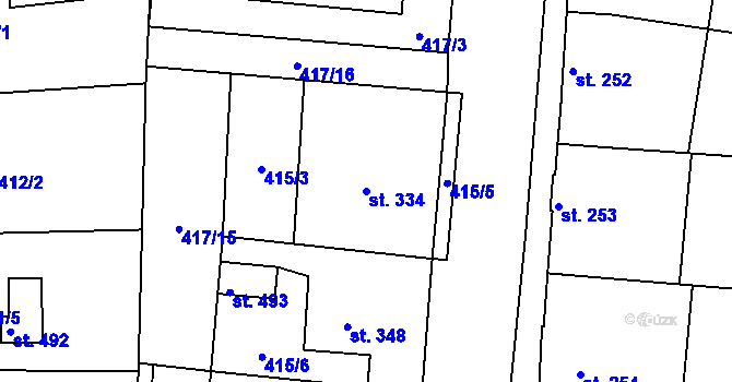 Parcela st. 334 v KÚ Peruc, Katastrální mapa