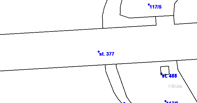 Parcela st. 377 v KÚ Peruc, Katastrální mapa