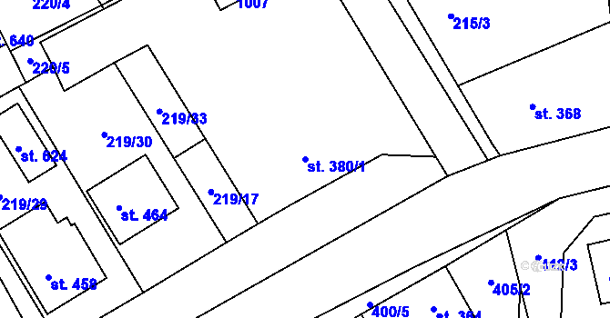 Parcela st. 380/1 v KÚ Peruc, Katastrální mapa