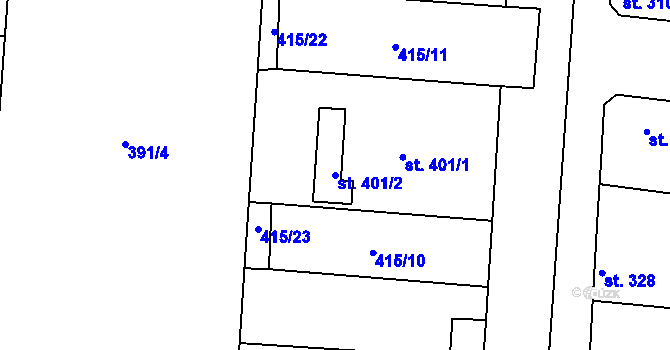 Parcela st. 401/2 v KÚ Peruc, Katastrální mapa