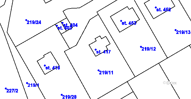 Parcela st. 417 v KÚ Peruc, Katastrální mapa
