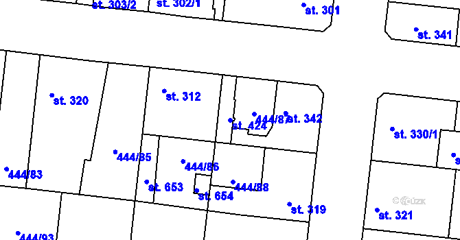 Parcela st. 424 v KÚ Peruc, Katastrální mapa