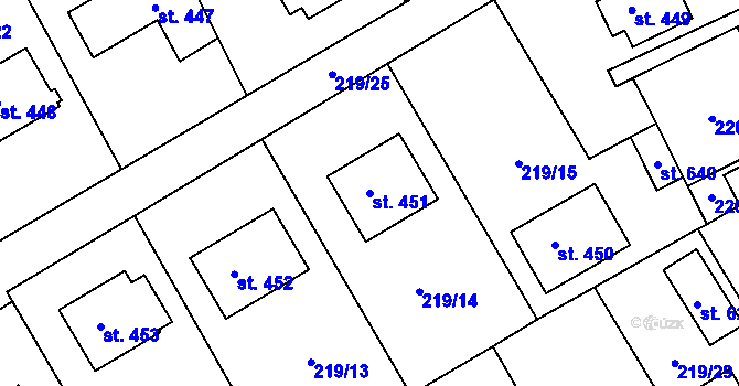 Parcela st. 451 v KÚ Peruc, Katastrální mapa