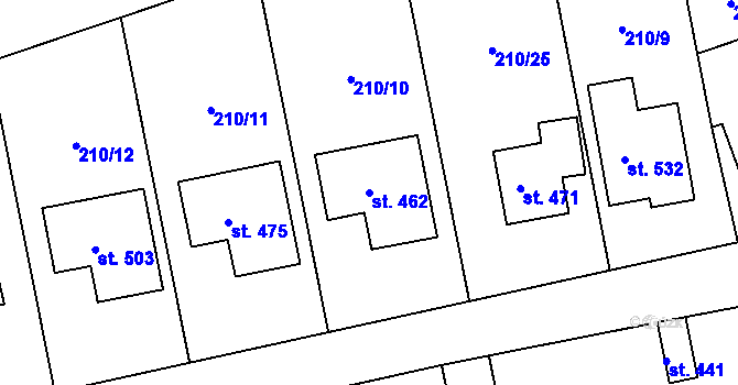 Parcela st. 462 v KÚ Peruc, Katastrální mapa