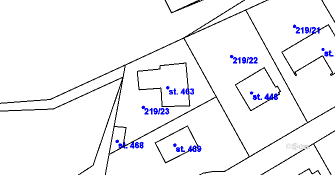 Parcela st. 463 v KÚ Peruc, Katastrální mapa