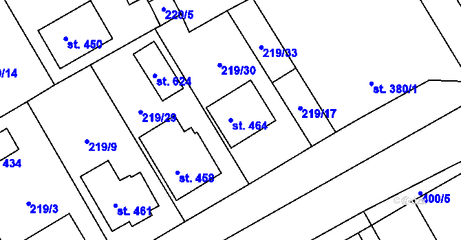 Parcela st. 464 v KÚ Peruc, Katastrální mapa