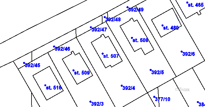 Parcela st. 507 v KÚ Peruc, Katastrální mapa