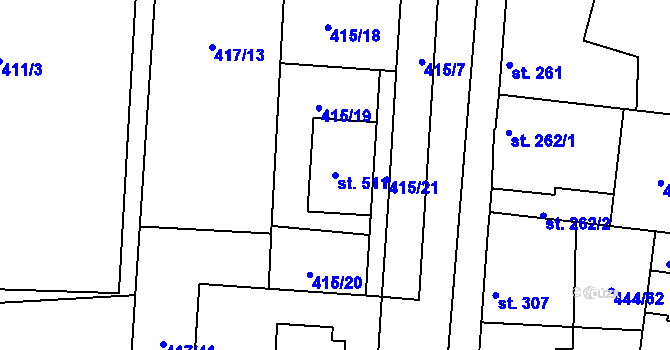 Parcela st. 511 v KÚ Peruc, Katastrální mapa