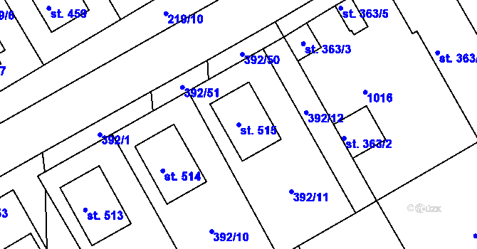 Parcela st. 515 v KÚ Peruc, Katastrální mapa